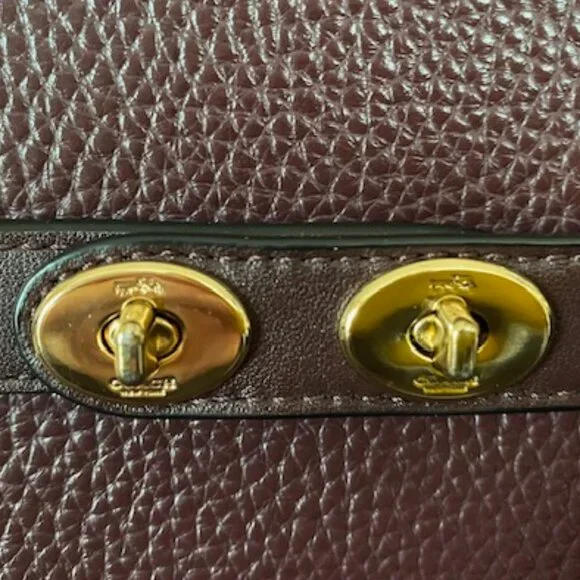Coach F55665 Pebble And Smooth Leather Satchel/Shoulder/Crossbody Bag Burgundy